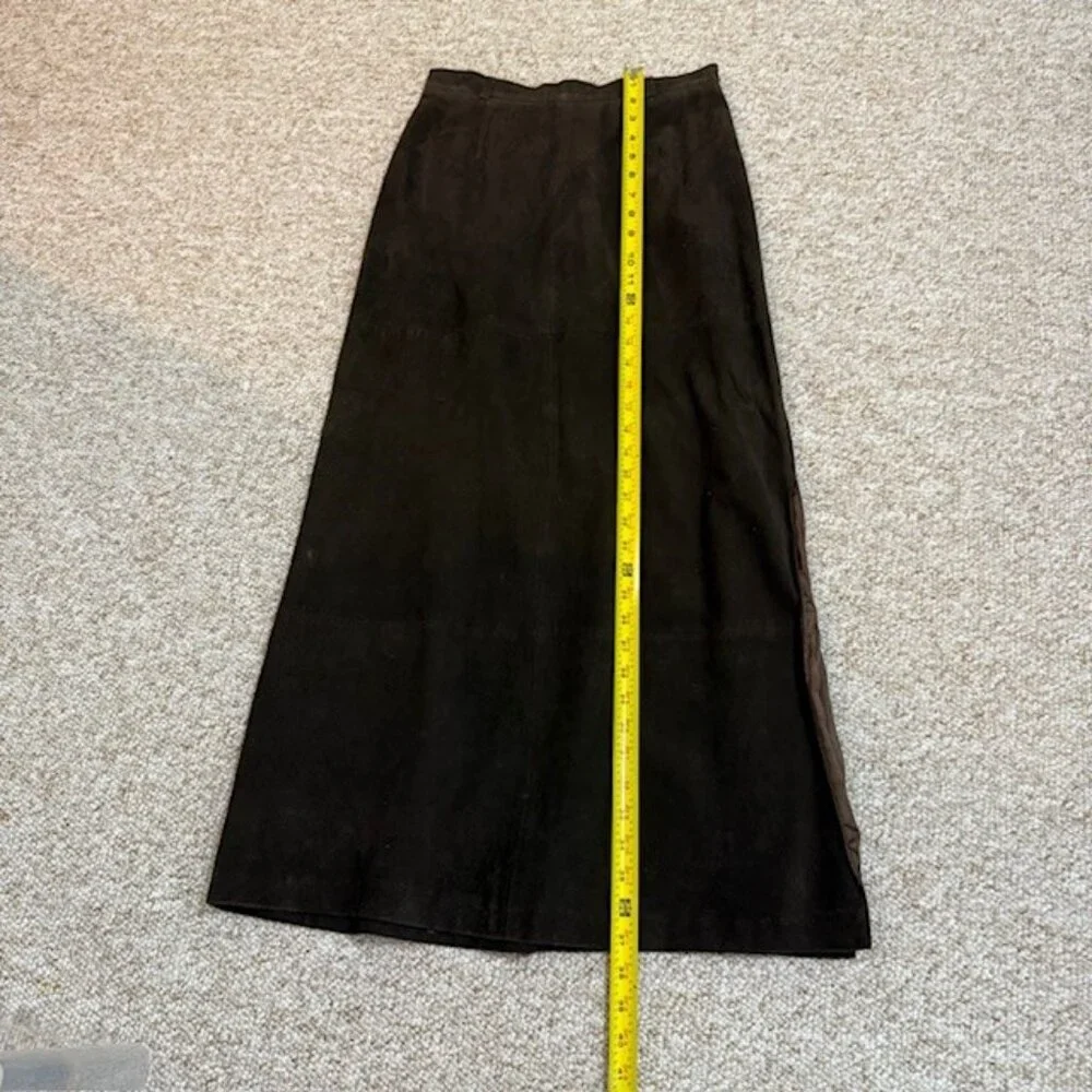 VTG Joseph Abboud Womens Suede Leather‎ Maxi Skirt Size 8 Brown Riding Western